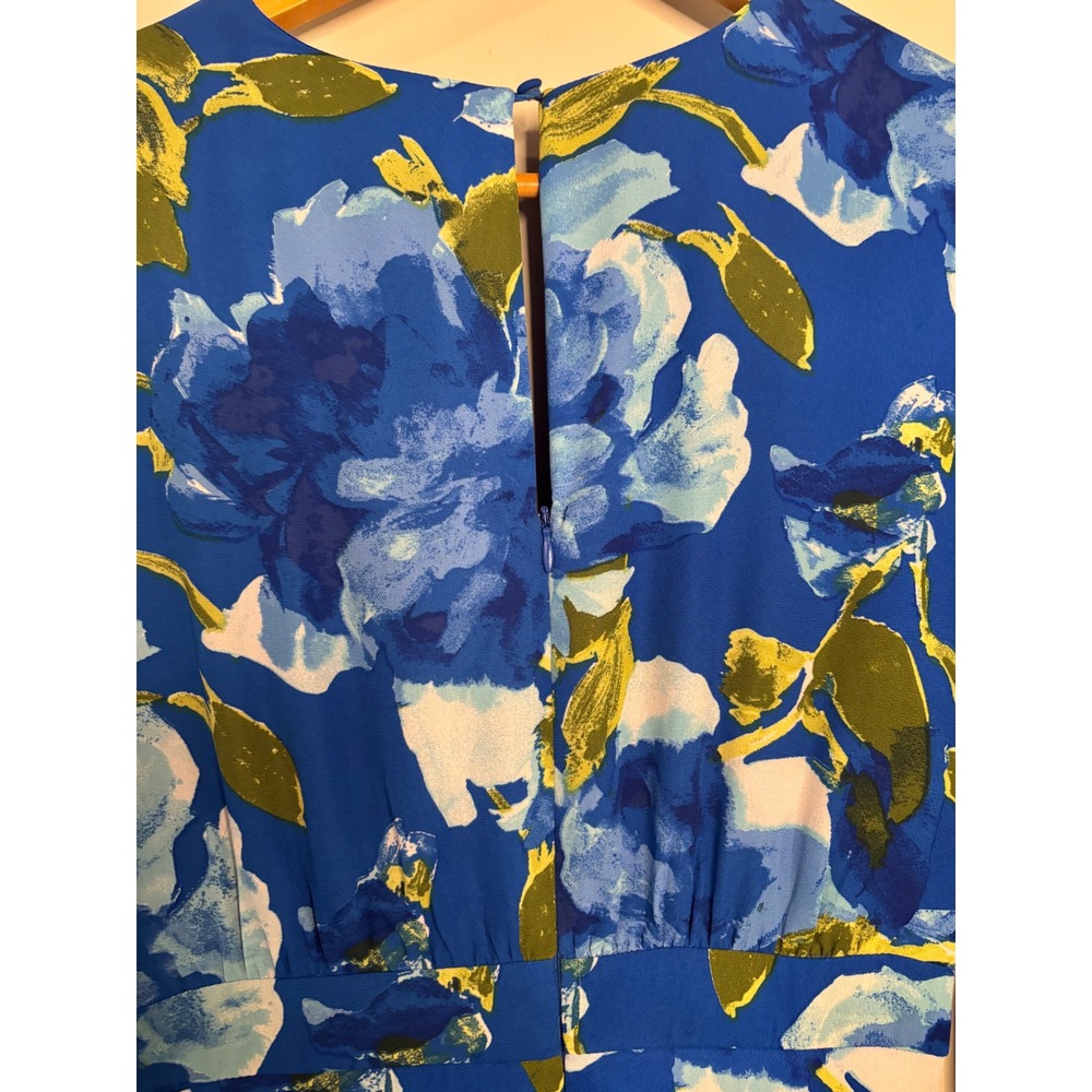 Lulus Blue Floral Maxi Dress Long Sleeve V Neck Front Slit NWT XS - Picture 5 of 6